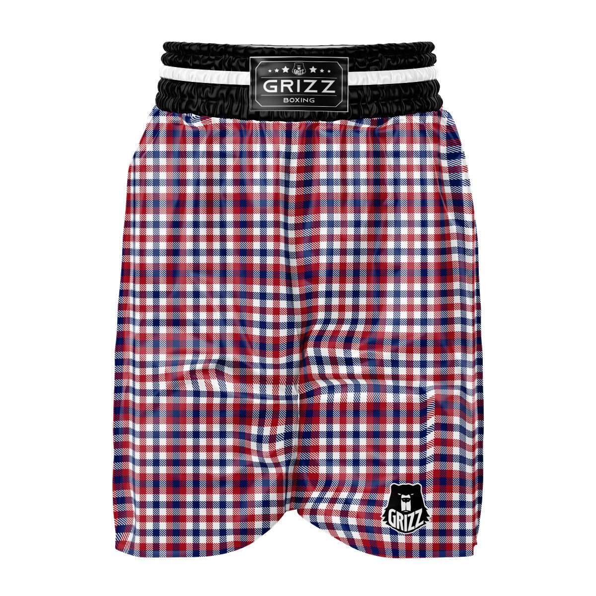 Plaid USA Patriotic Print Pattern Boxing Shorts-grizzshop