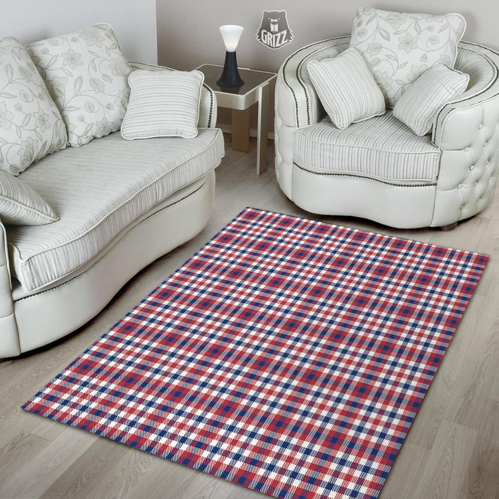 Plaid USA Patriotic Print Pattern Floor Mat-grizzshop