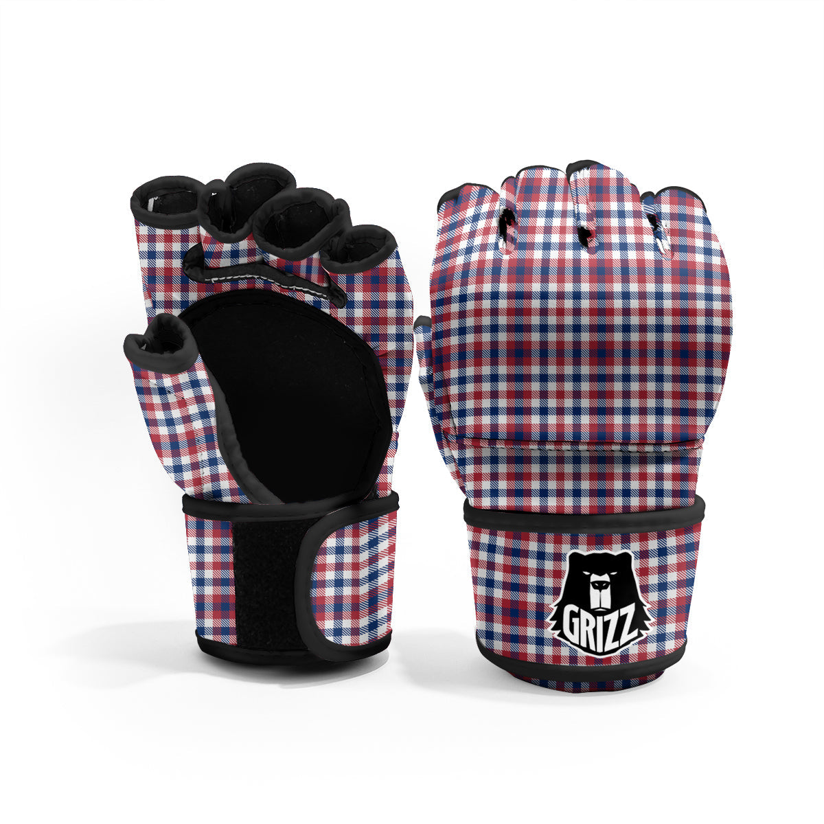 Plaid USA Patriotic Print Pattern MMA Gloves-grizzshop