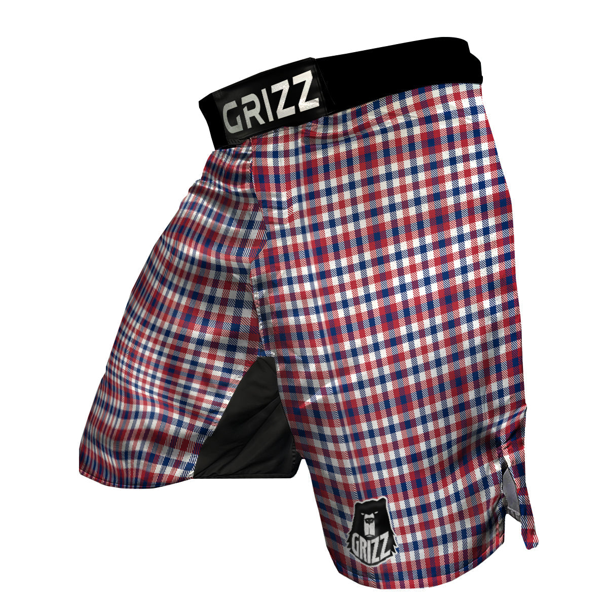 Plaid USA Patriotic Print Pattern MMA Shorts-grizzshop