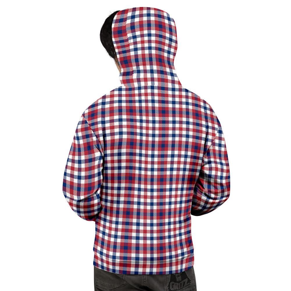 Plaid USA Patriotic Print Pattern Men's Hoodie-grizzshop