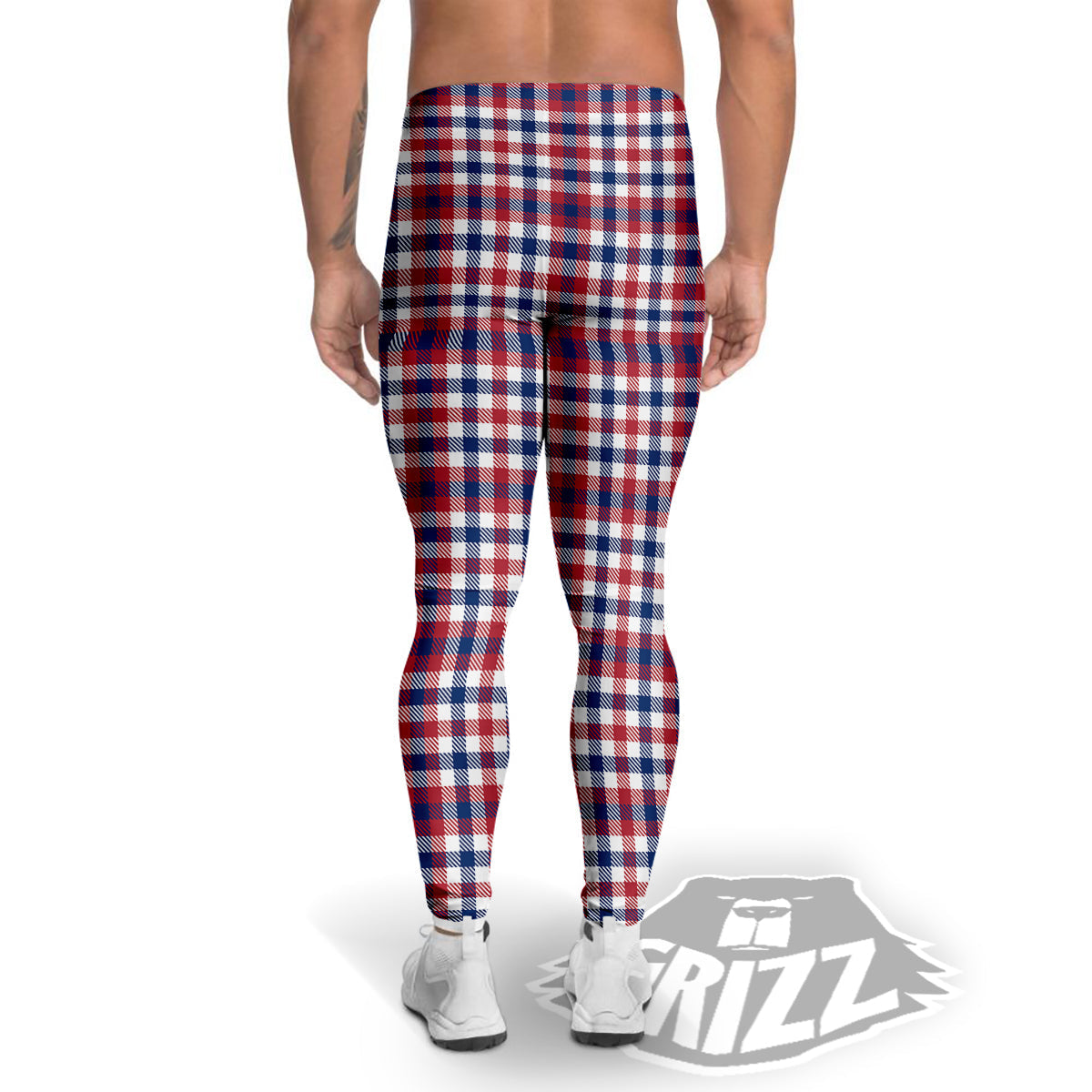 Plaid USA Patriotic Print Pattern Men's Leggings-grizzshop