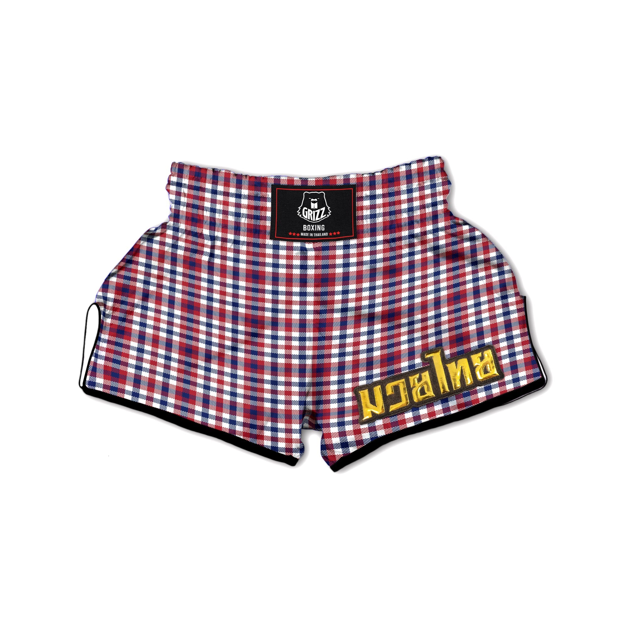 Plaid USA Patriotic Print Pattern Muay Thai Boxing Shorts-grizzshop