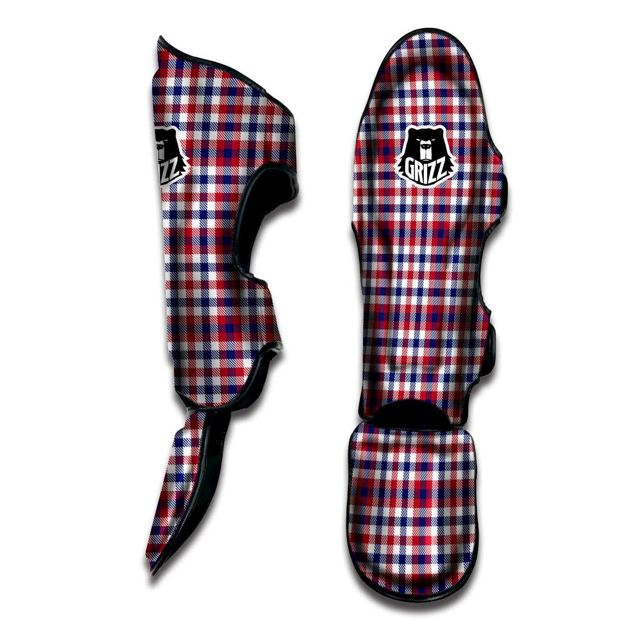 Plaid USA Patriotic Print Pattern Muay Thai Shin Guards-grizzshop