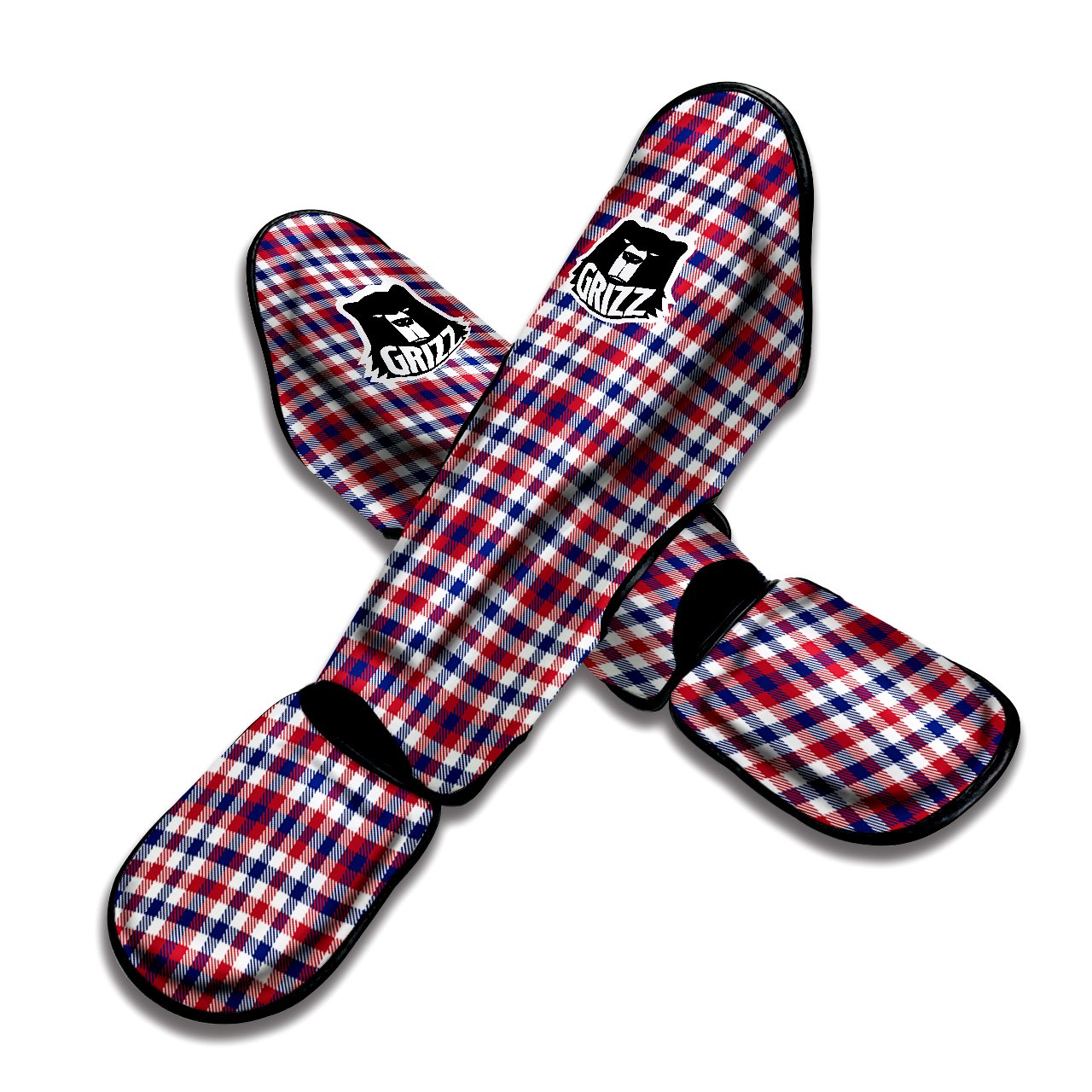 Plaid USA Patriotic Print Pattern Muay Thai Shin Guards-grizzshop