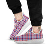 Plaid USA Patriotic Print Pattern White Athletic Shoes-grizzshop