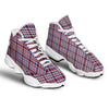 Plaid USA Patriotic Print Pattern White Basketball Shoes-grizzshop