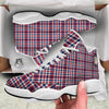 Plaid USA Patriotic Print Pattern White Basketball Shoes-grizzshop