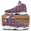 Plaid USA Patriotic Print Pattern White Basketball Shoes-grizzshop