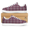 Plaid USA Patriotic Print Pattern White Low Top Sneakers-grizzshop