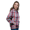 Plaid USA Patriotic Print Pattern Women's Hoodie-grizzshop