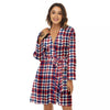 Plaid USA Patriotic Print Pattern Women's Robe-grizzshop