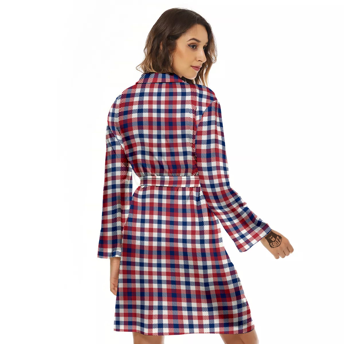 Plaid USA Patriotic Print Pattern Women's Robe-grizzshop