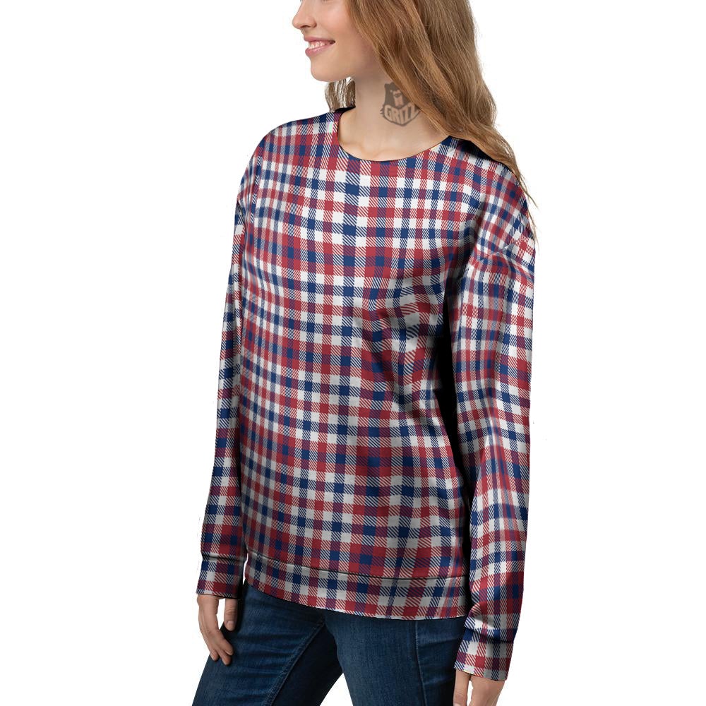 Plaid USA Patriotic Print Pattern Women's Sweatshirt-grizzshop