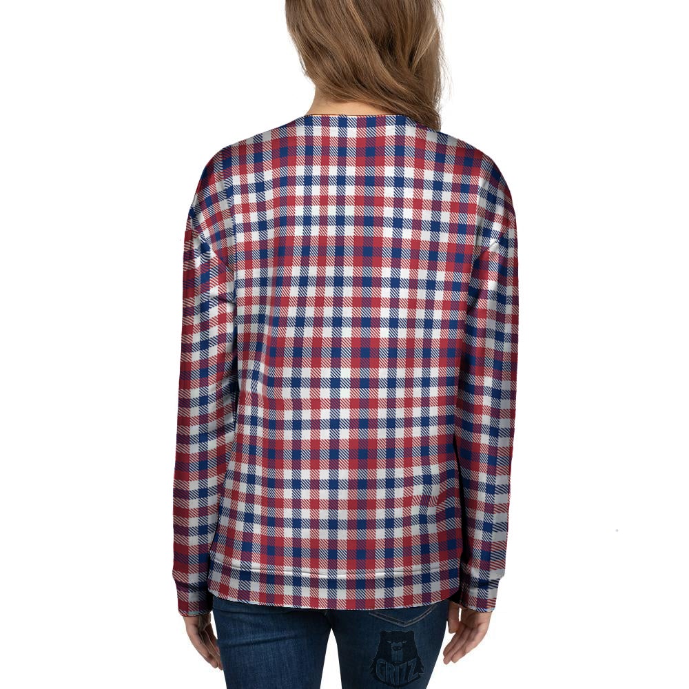 Plaid USA Patriotic Print Pattern Women's Sweatshirt-grizzshop