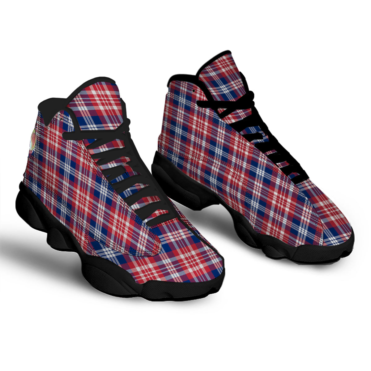 Plaid USA Print Pattern Black Basketball Shoes-grizzshop