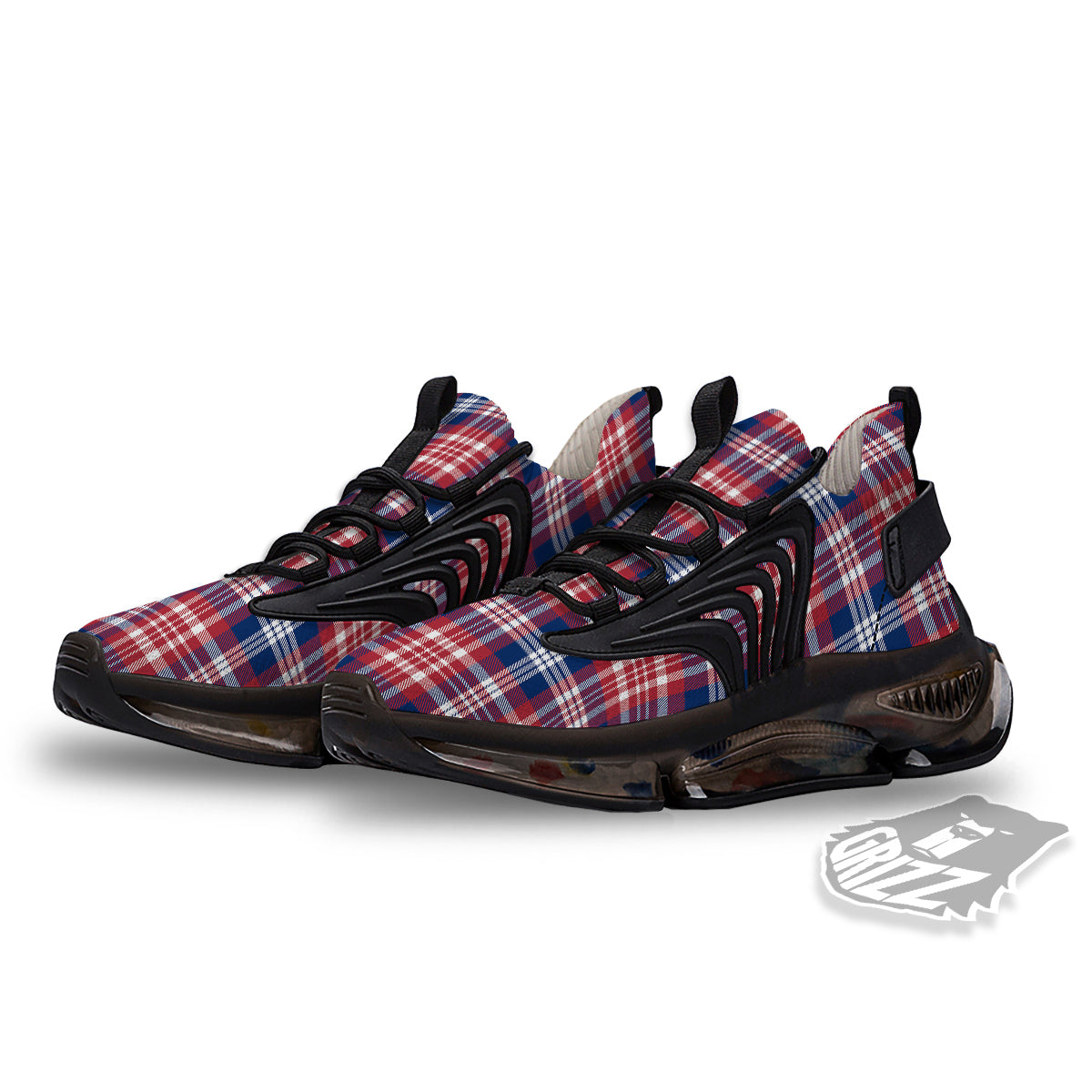 Plaid USA Print Pattern Black Gym Shoes-grizzshop