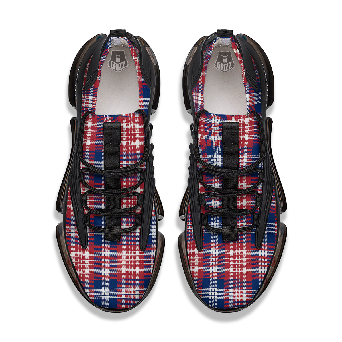 Plaid USA Print Pattern Black Gym Shoes-grizzshop