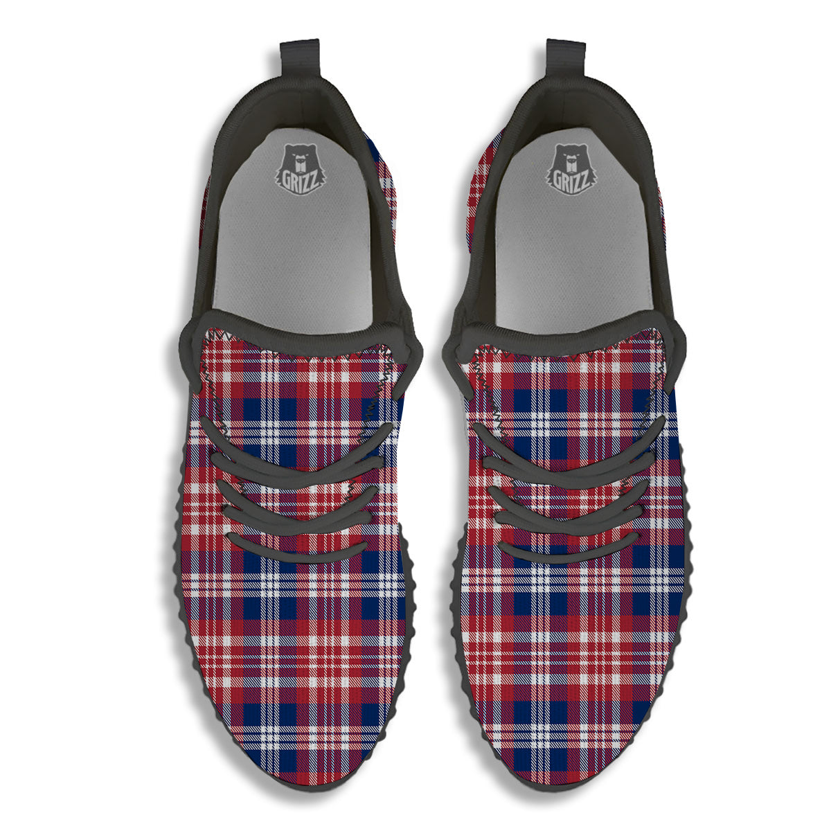 Plaid USA Print Pattern Black Walking Shoes-grizzshop