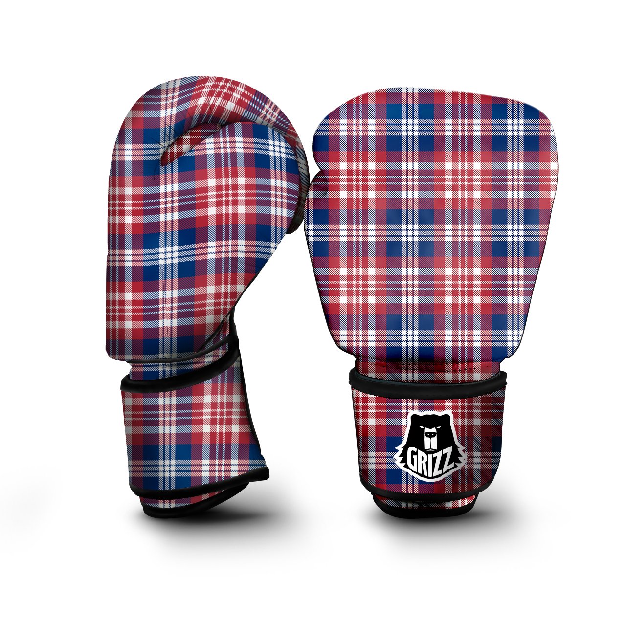 Plaid USA Print Pattern Boxing Gloves-grizzshop