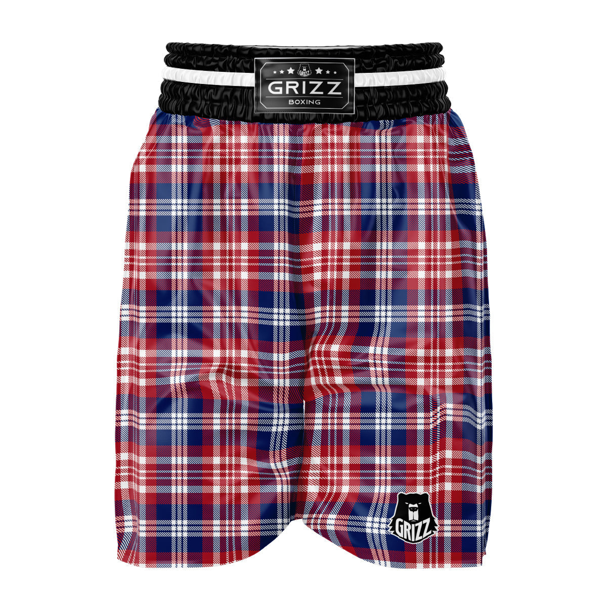 Plaid USA Print Pattern Boxing Shorts-grizzshop