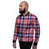 Plaid USA Print Pattern Men's Bomber Jacket-grizzshop