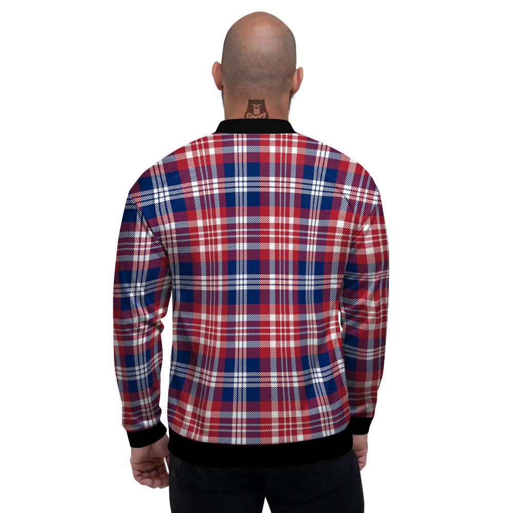 Plaid USA Print Pattern Men's Bomber Jacket-grizzshop