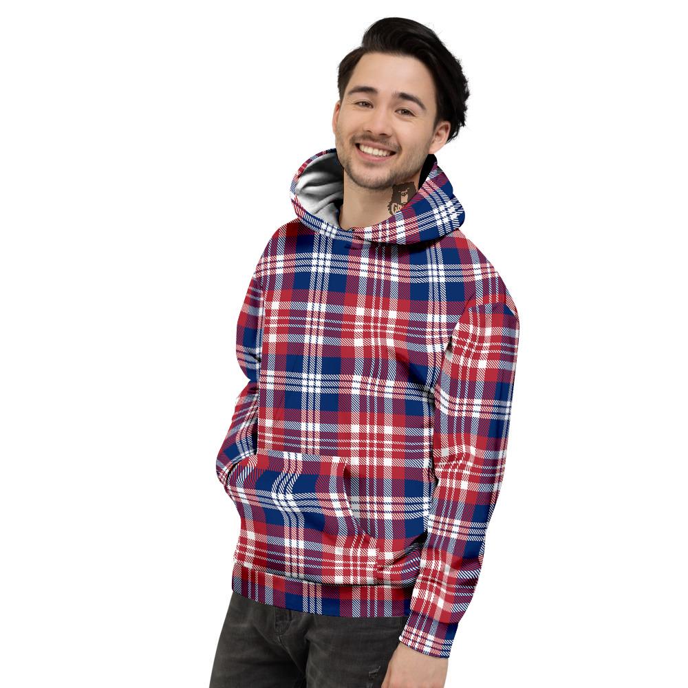 Plaid USA Print Pattern Men's Hoodie-grizzshop