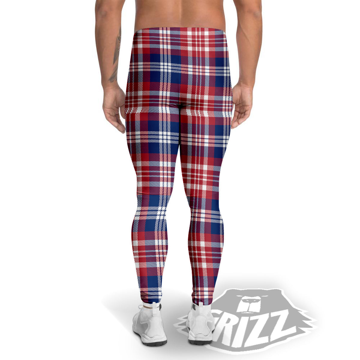 Plaid USA Print Pattern Men's Leggings-grizzshop