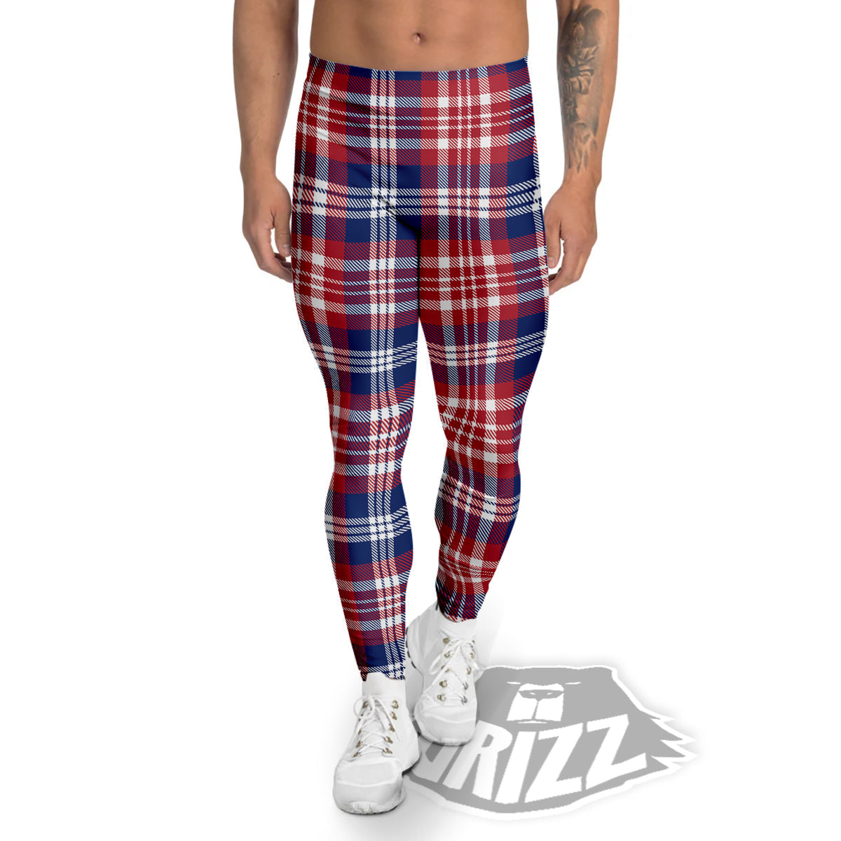 Plaid USA Print Pattern Men's Leggings-grizzshop