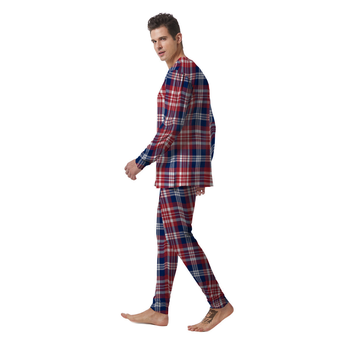 Plaid USA Print Pattern Men's Pajamas-grizzshop