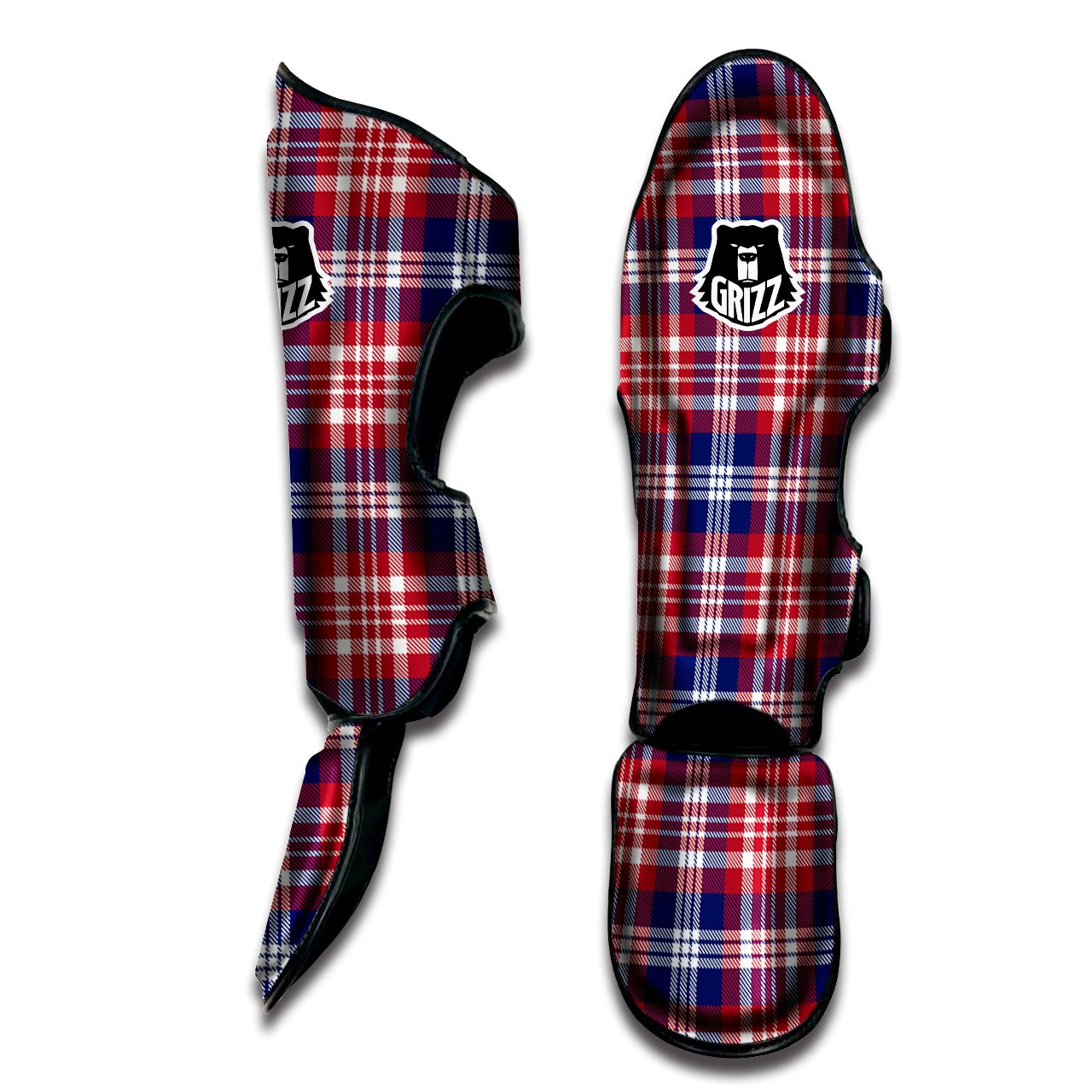 Plaid USA Print Pattern Muay Thai Shin Guards-grizzshop