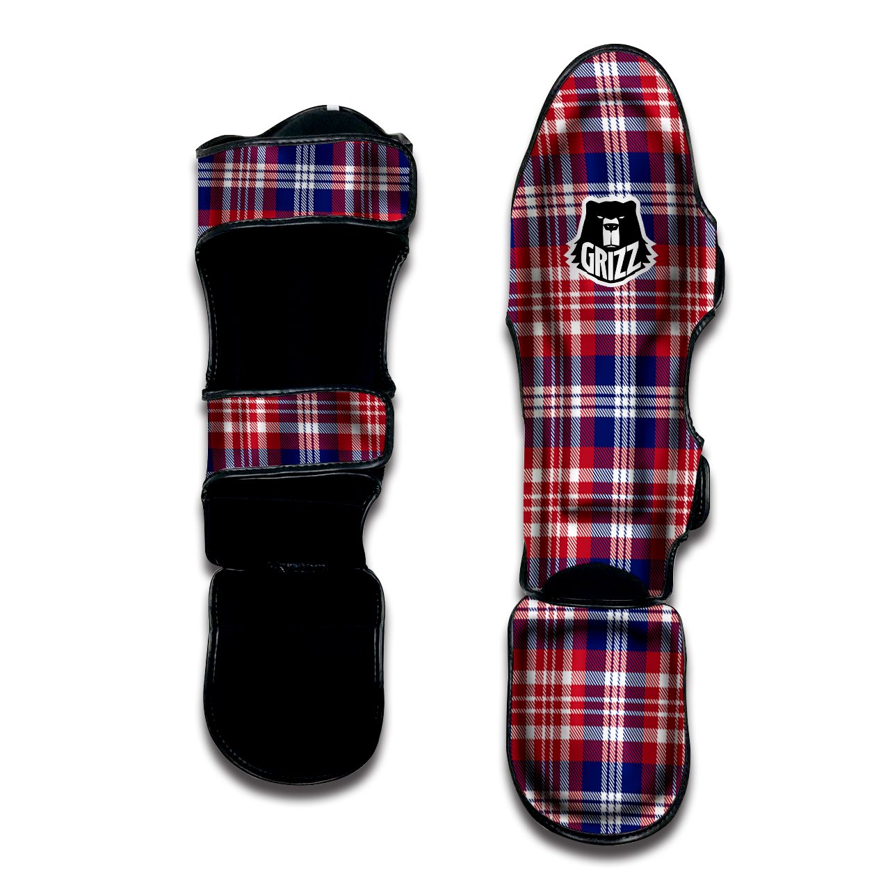 Plaid USA Print Pattern Muay Thai Shin Guards-grizzshop