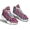 Plaid USA Print Pattern White Basketball Shoes-grizzshop