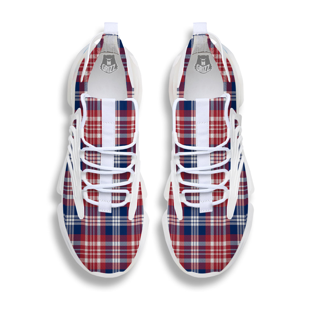 Plaid USA Print Pattern White Gym Shoes-grizzshop