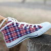 Plaid USA Print Pattern White High Top Shoes-grizzshop