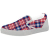 Plaid USA Print Pattern White Slip On Shoes-grizzshop