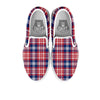 Plaid USA Print Pattern White Slip On Shoes-grizzshop