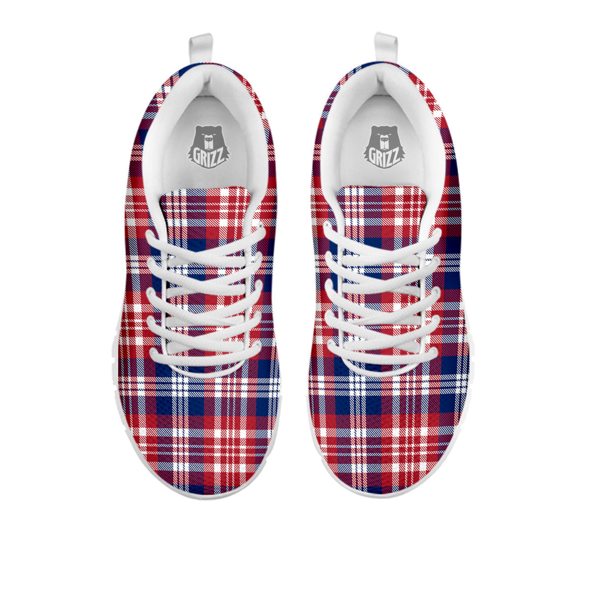 Plaid USA Print Pattern White Sneaker-grizzshop