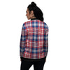 Plaid USA Print Pattern Women's Bomber Jacket-grizzshop