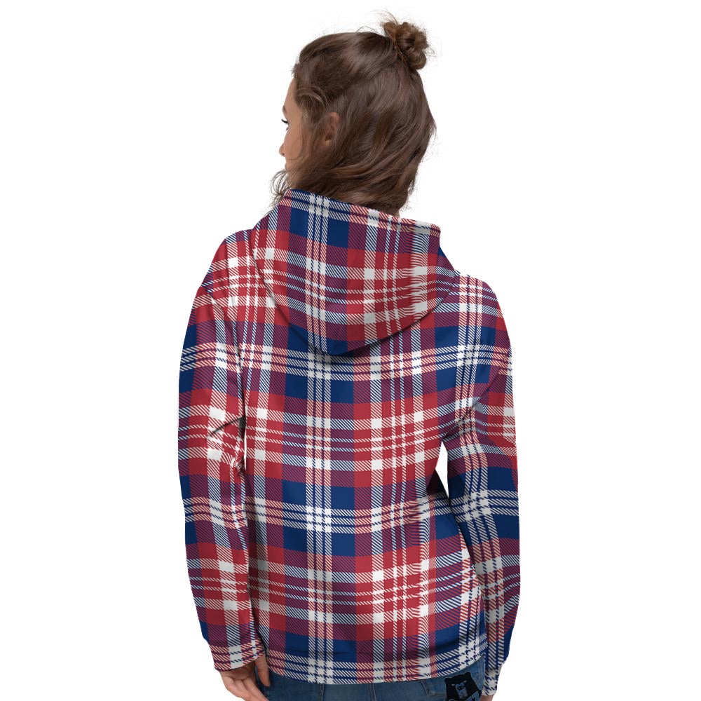 Plaid USA Print Pattern Women's Hoodie-grizzshop