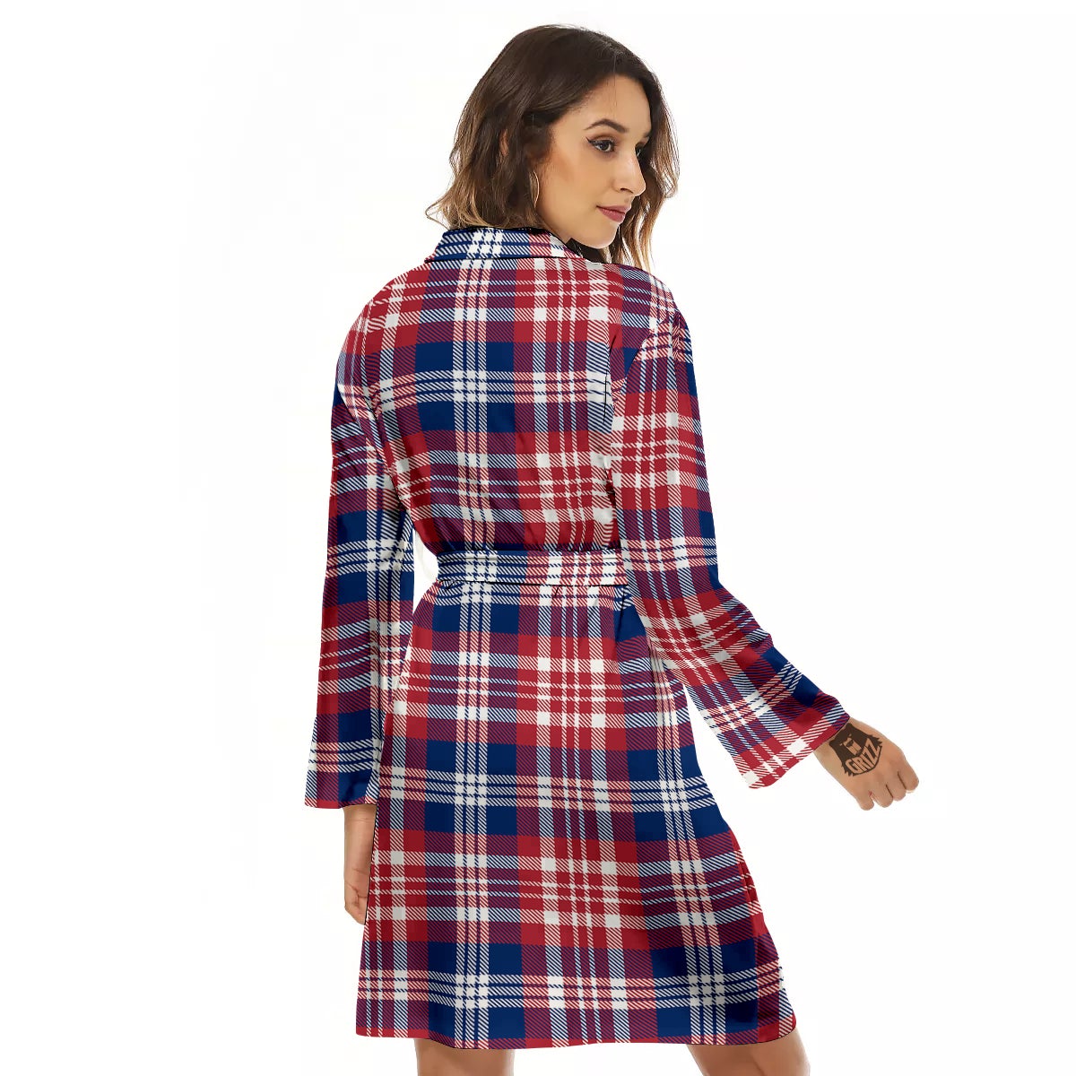 Plaid USA Print Pattern Women's Robe-grizzshop