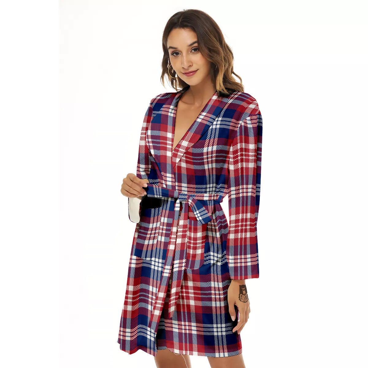 Plaid USA Print Pattern Women's Robe-grizzshop