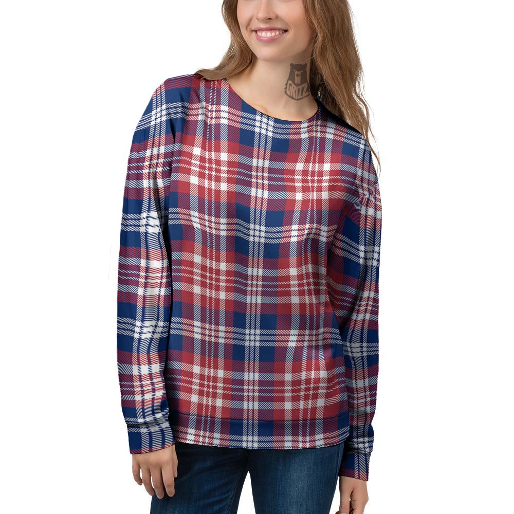 Plaid USA Print Pattern Women's Sweatshirt-grizzshop