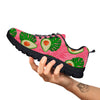 Plam Leaf And Avocado Pink Print Pattern Black Sneaker-grizzshop