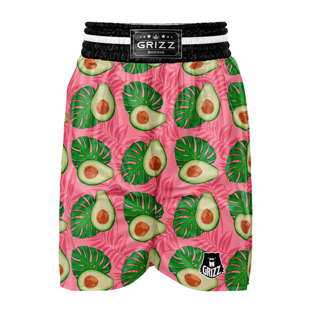 Plam Leaf And Avocado Pink Print Pattern Boxing Shorts-grizzshop
