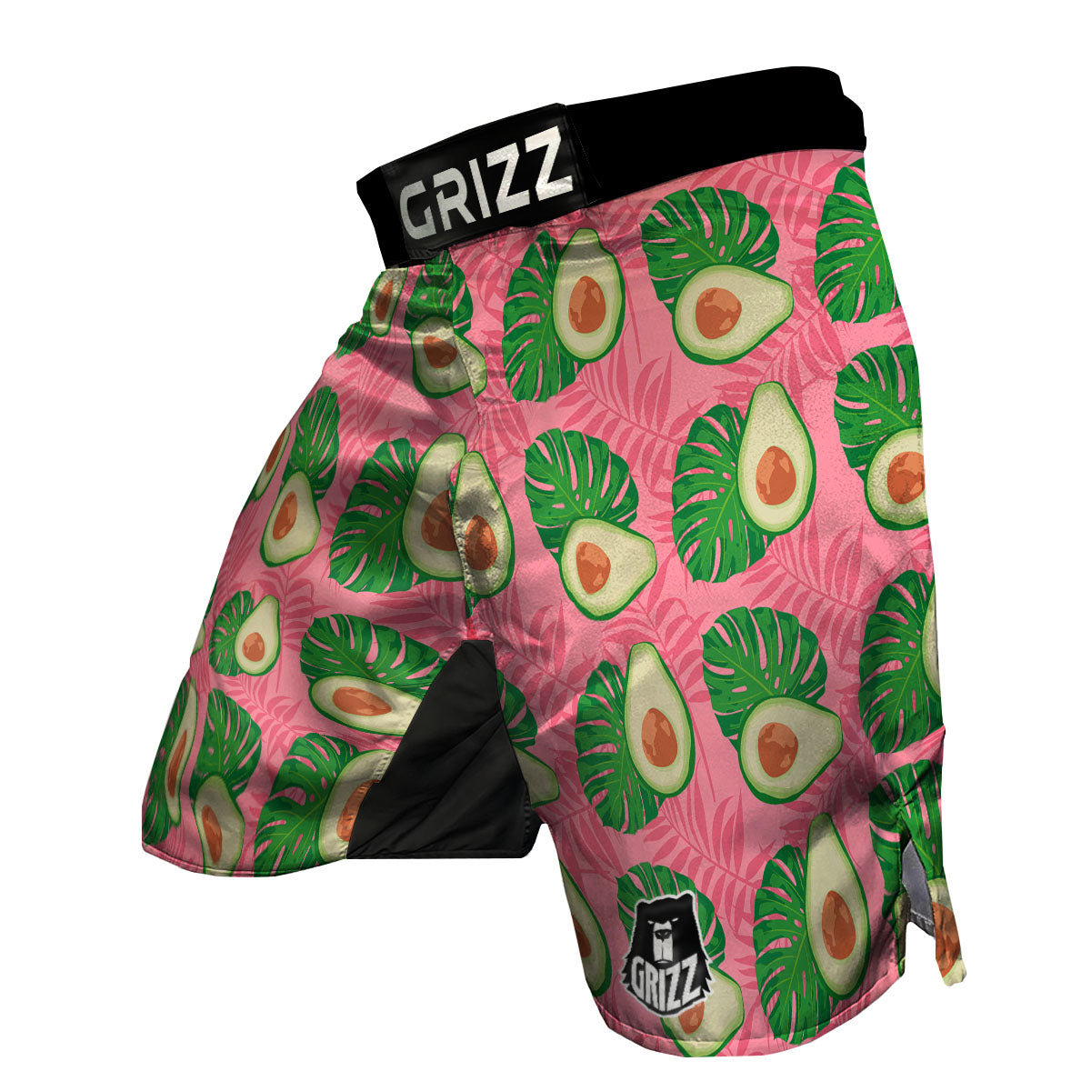 Plam Leaf And Avocado Pink Print Pattern MMA Shorts-grizzshop