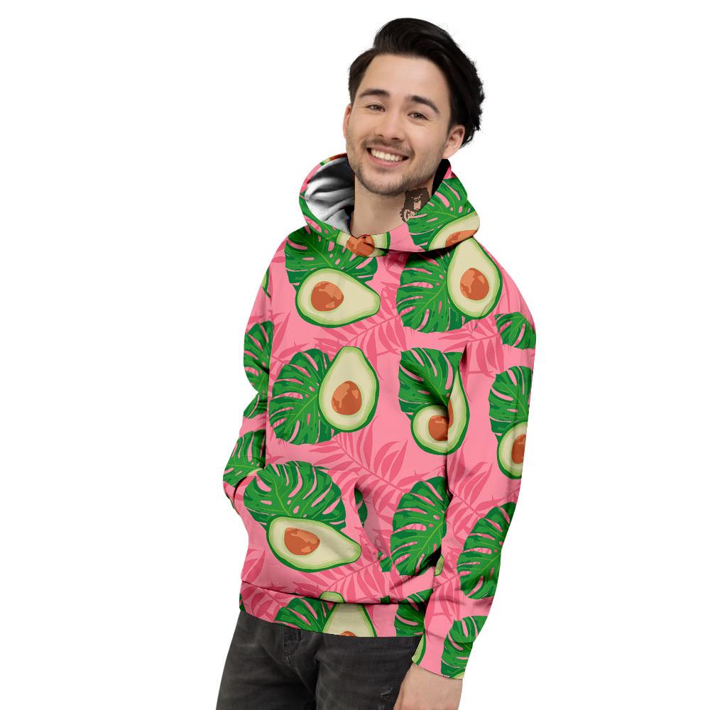 Plam Leaf And Avocado Pink Print Pattern Men's Hoodie-grizzshop