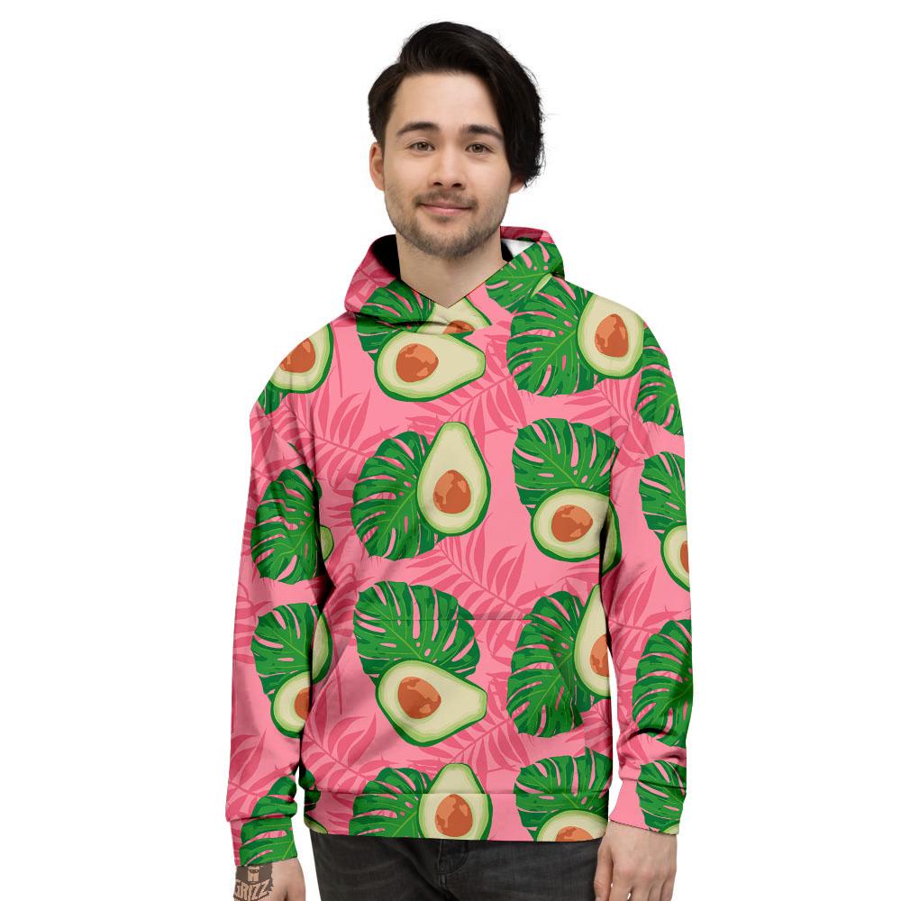 Plam Leaf And Avocado Pink Print Pattern Men's Hoodie-grizzshop