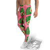 Plam Leaf And Avocado Pink Print Pattern Men's Leggings-grizzshop